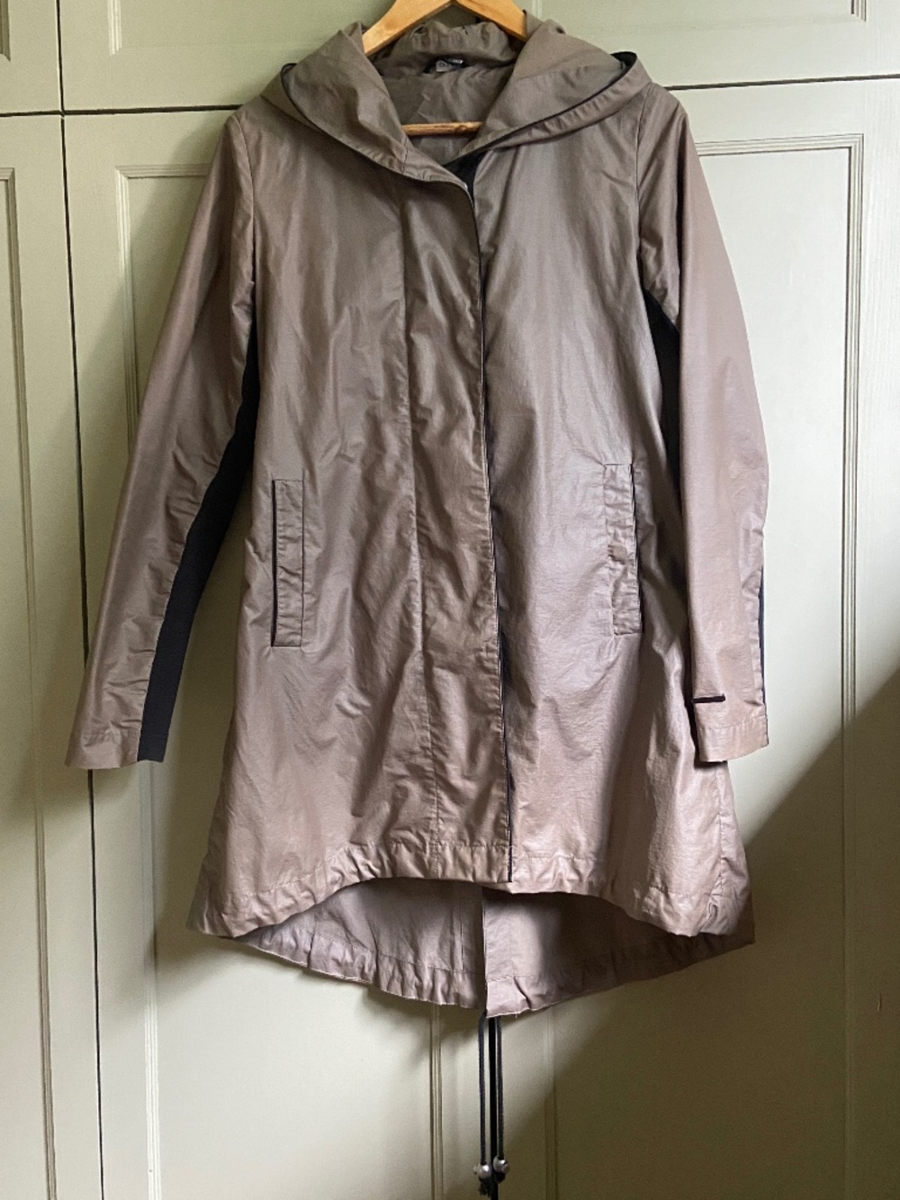 Waxed cotton rain jacket, lightweight weather resistant coat with hood